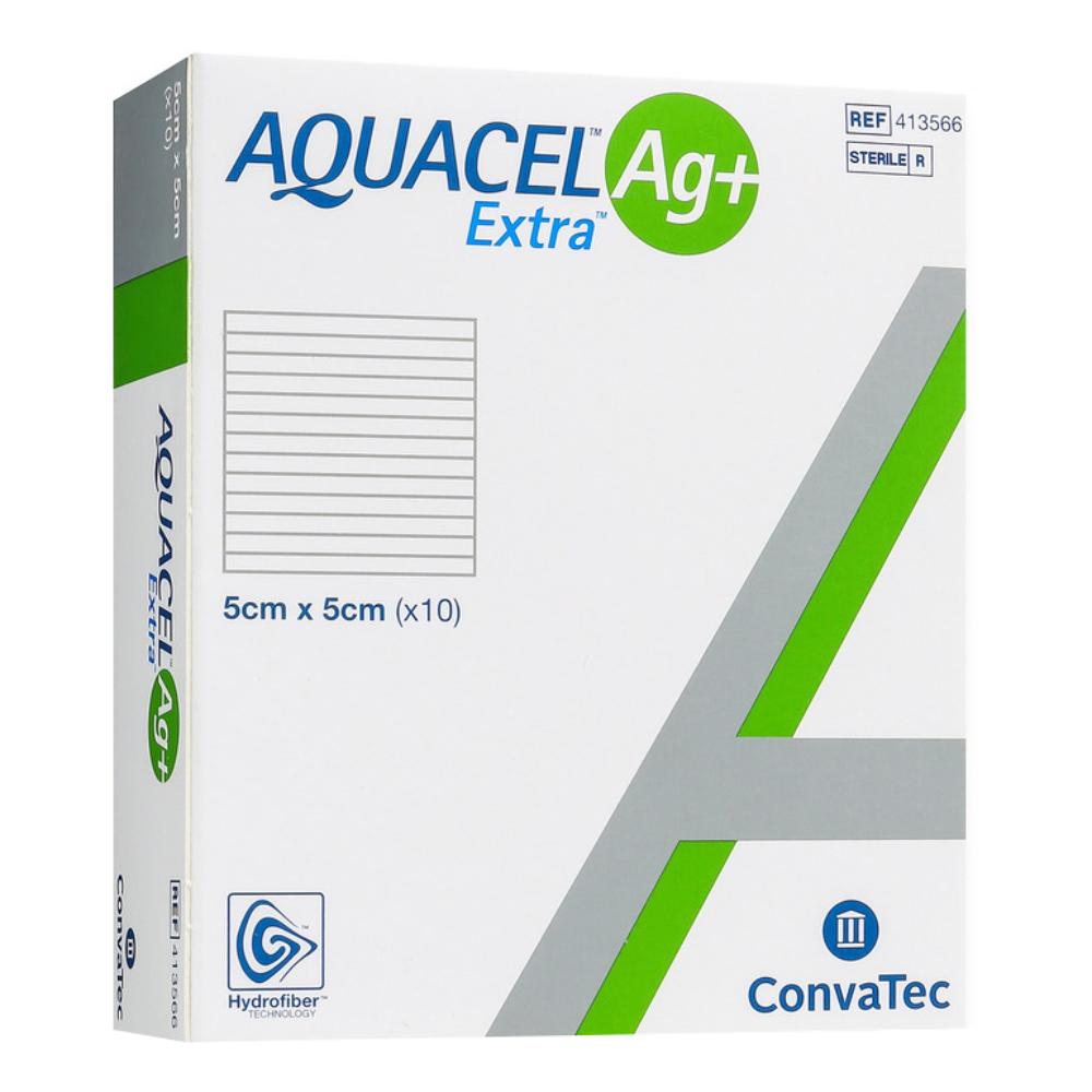 Convatec Aquacel Ag + Extra Medicazione Potenziata In Hydrofiber 5x5cm, 10Pezzi