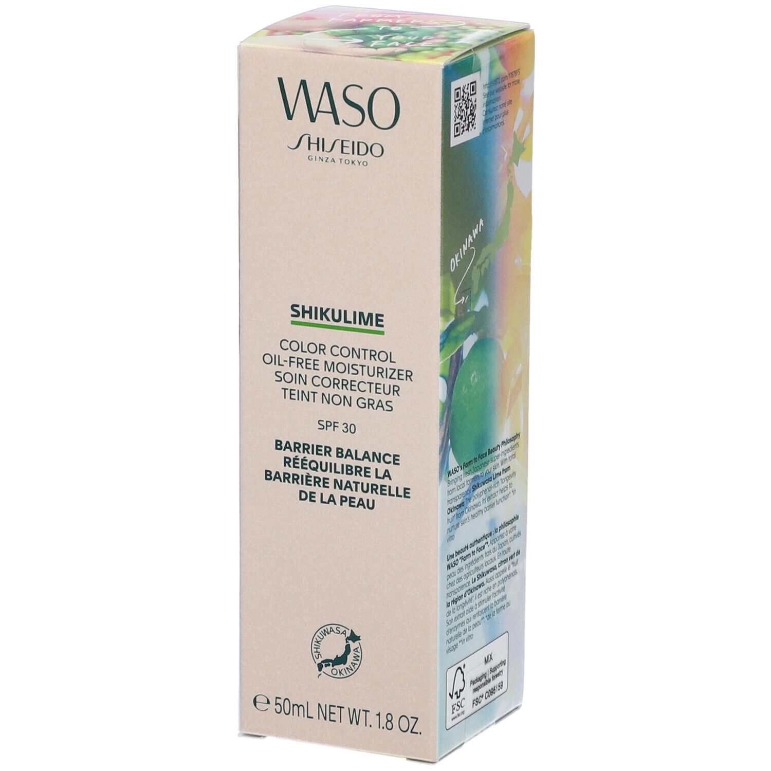 Shiseido Waso Shikulime Color Control Oil-free Spf 30 Trattamento Viso Colorato Idratante E Protettivo 50ml