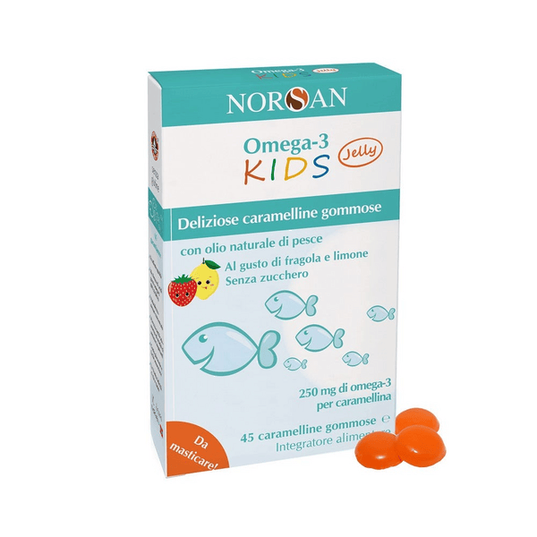 Norsan Omega 3 Kids Integratore Con vitamina D e Omega-3 Bambini 45 Caramelline