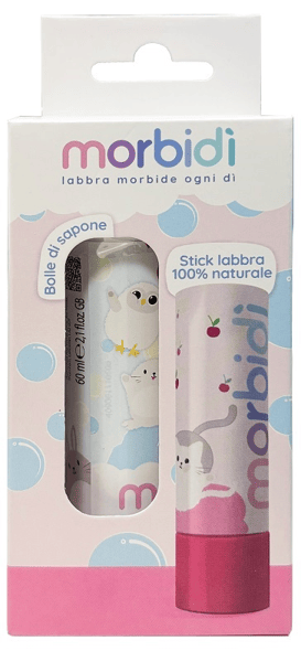 Morbidì Bolle di Sapone Stick Labbra Idratante Colore Rosa Aroma Amarena