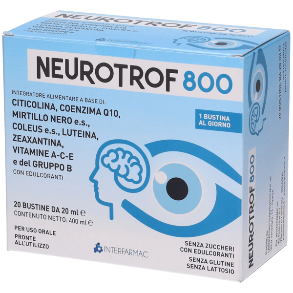 Neurotrof 800 Integratore Alimentare per Memoria e Vista 20 Bustine