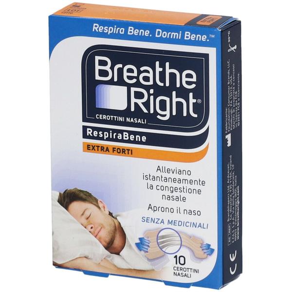 Breath Right 10 Cerotti Adesivi Extra Forti per Alleviare Istantaneamente la Congestione Nasale