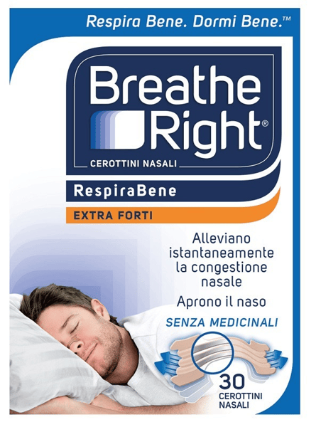 Breath Right 30 Cerotti Adesivi Extra Forti per Alleviare Istantaneamente la Congestione Nasale
