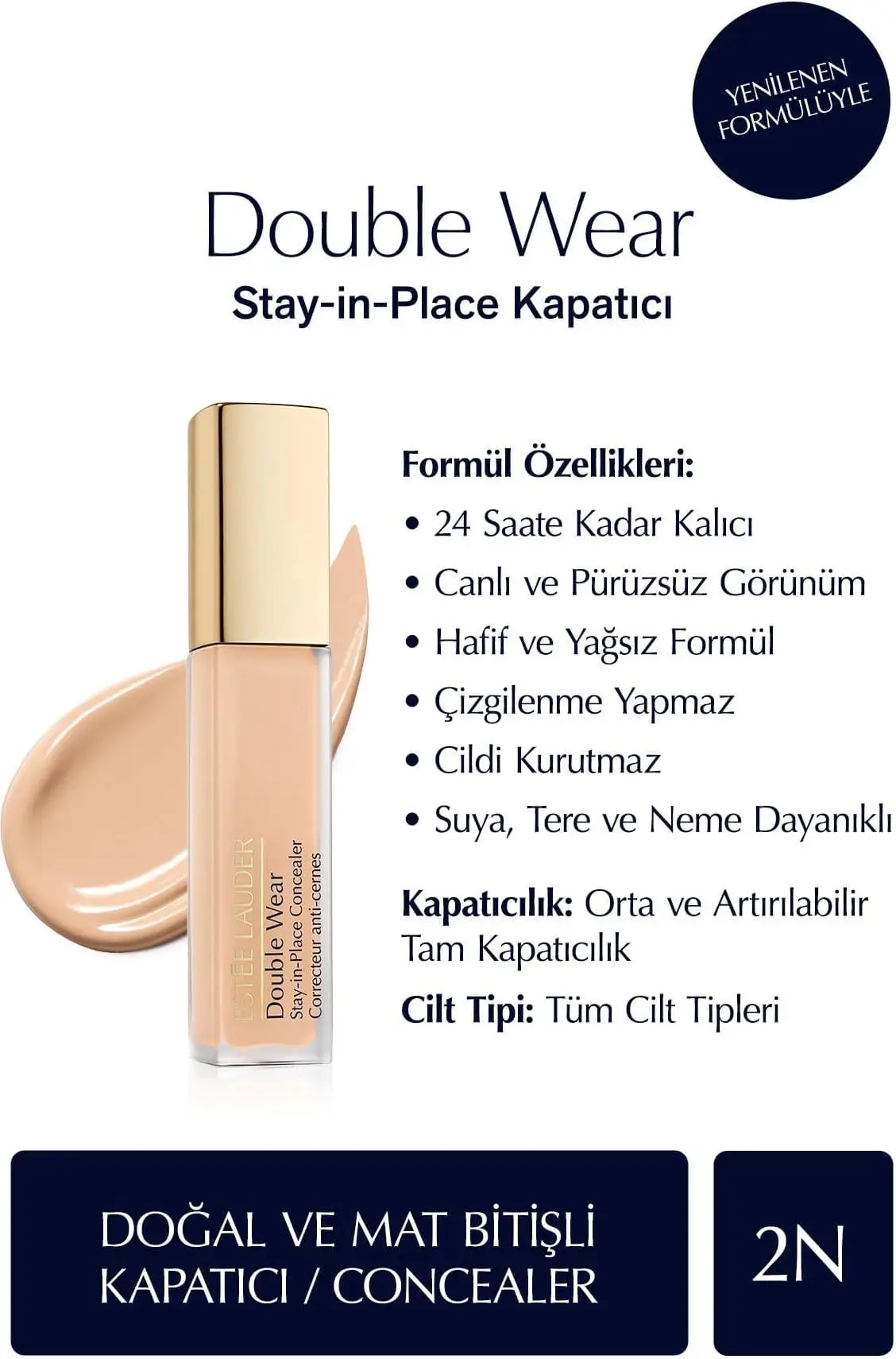 Estée Lauder Double Wear Stay-in-place 2n Pelle Medio-chiara Correttore Viso Lunga Tenuta 12ml