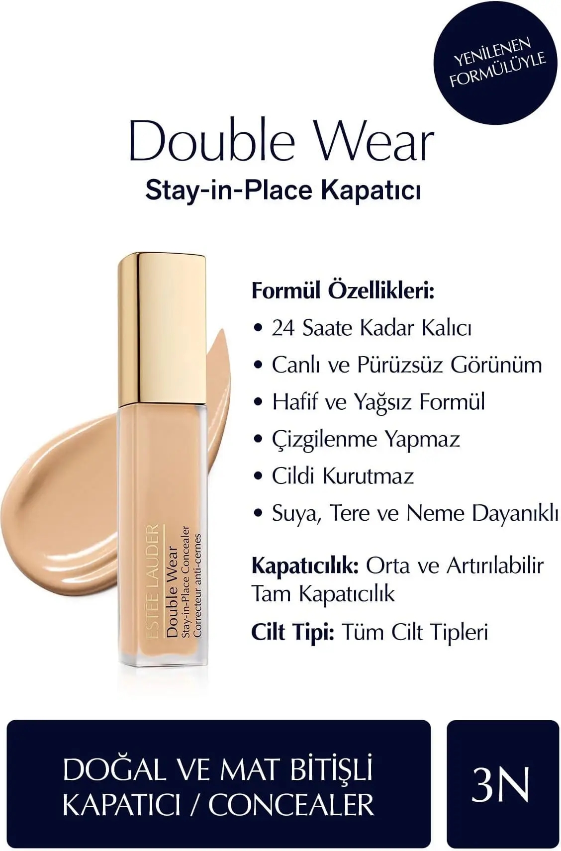 Estée Lauder Double Wear Stay-in-place 3n Pelle Media Correttore Viso Lunga Tenuta 12ml