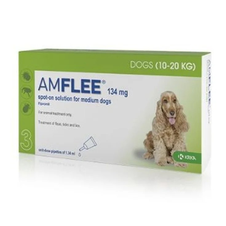AMFLEE spot-on soluz 3 pipette 1,34 ml 134 mg cani da 10 a 20 Kg — confronto prezzi