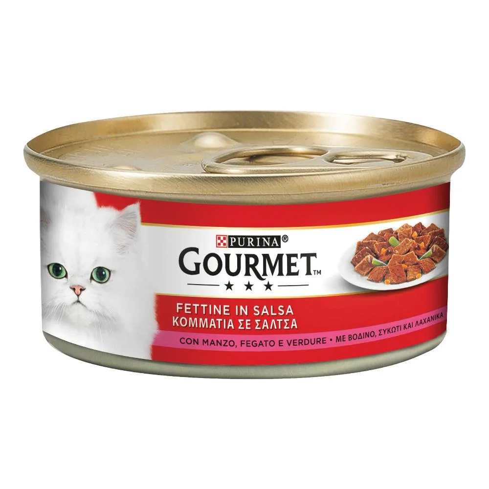 NESTLE' PURINA GOURMET GATTO FETTINE IN SALSA MANZO FEGATO VERDURE 195GR (lattina) — confronto prezzi