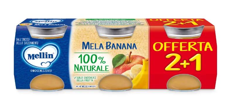 Mellin Mela Banana Omogeneizzato Di Frutta 100% Naturale 3x100 g