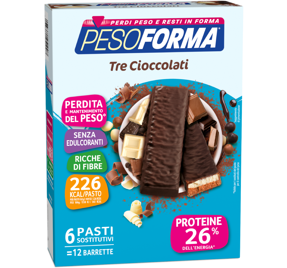 PESOFORMA® Barrette ai 3 Cioccolati 372 g Barretta