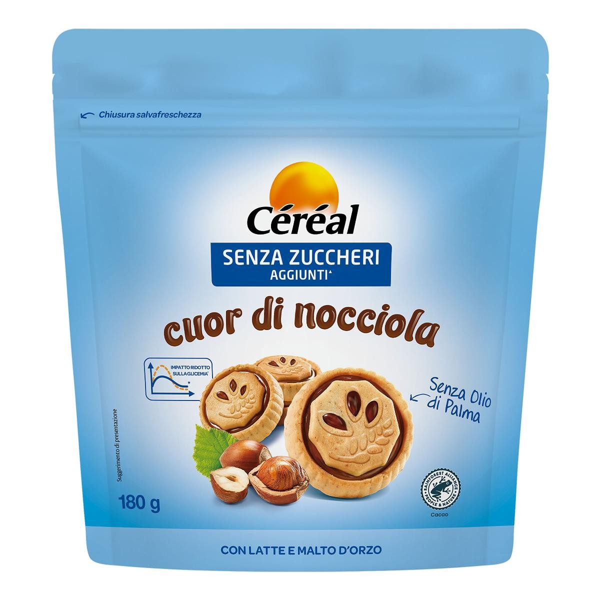 Cereal Cuor Di Nocciola Senza Zuccheri 180 g Biscotti