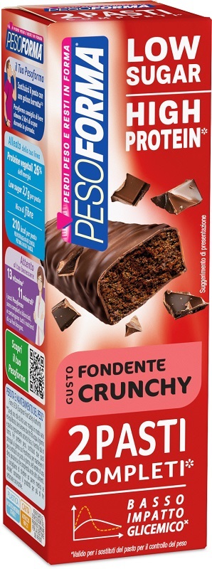 Pesoforma Barrette Pasti Low Sugar Fondente Crunchy 124 g Barretta