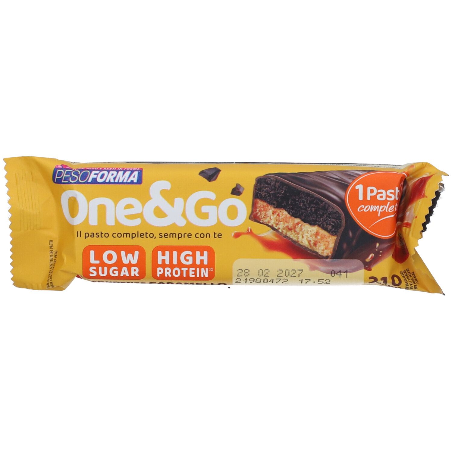 Pesoforma One & Go Pasto Barretta Fondente Caramello 62 g