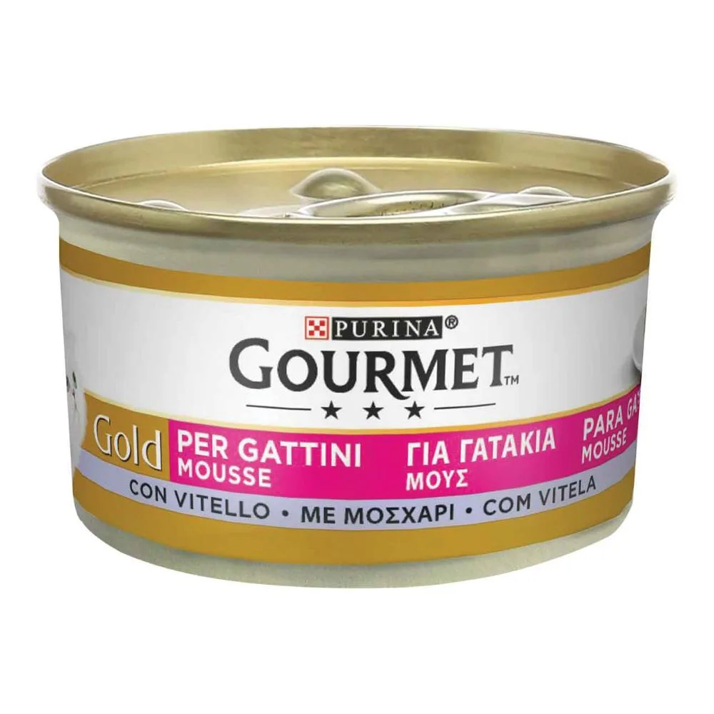 NESTLE' PURINA GOURMET GATTO GOLD MOUSSE GATTINI KITTEN VITELLO 85GR (lattina)