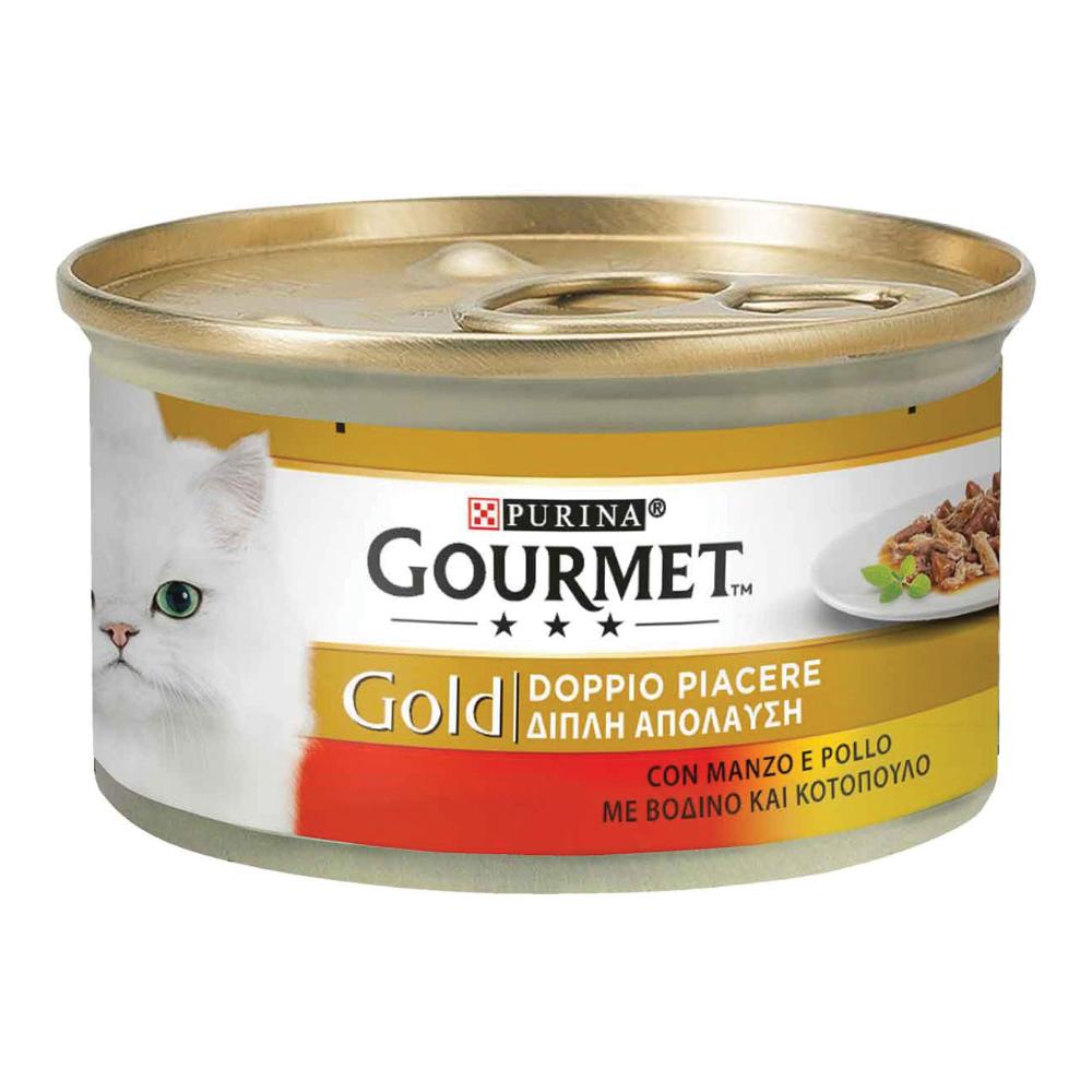 NESTLE' PURINA GOURMET GATTO GOLD DOPPIO PIACERE MANZO POLLO 85GR (lattina)