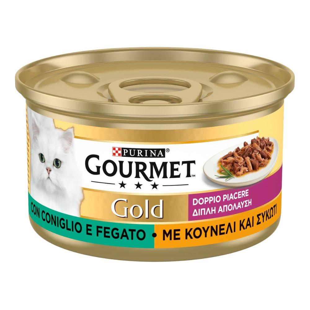 NESTLE' PURINA GOURMET GATTO GOLD DOPPIO PIACERE CONIGLIO FEGATO 85GR (lattina)