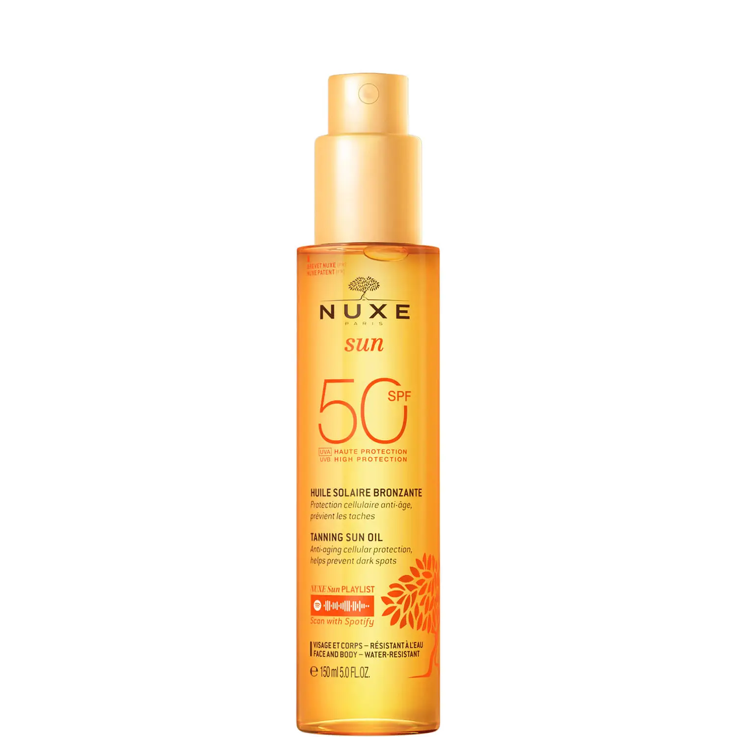Nuxe Sun Olio Solare Abbronzante per Viso e Corpo Con Protezione Alta SPF50 150 ml