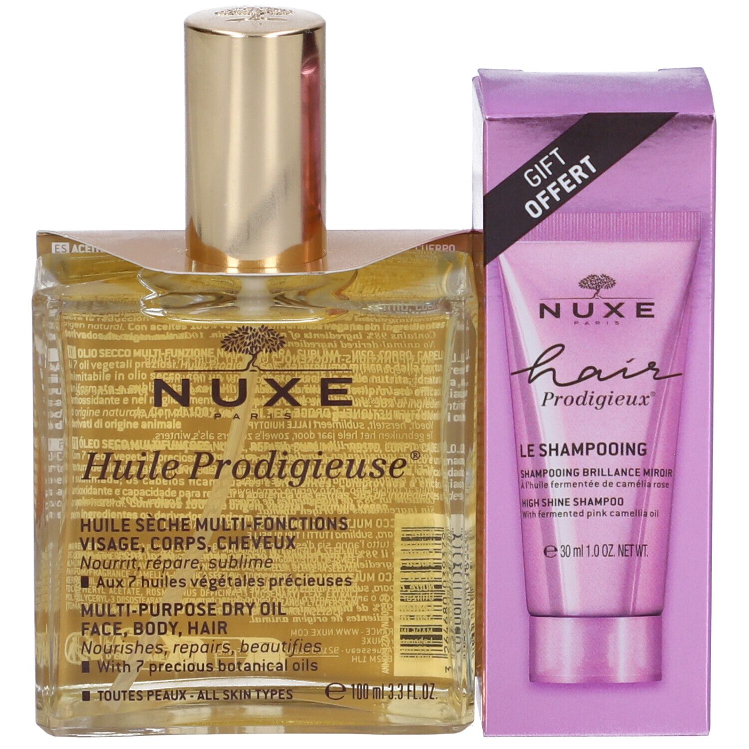 NUXE Set Hair Prodigieux Lo Shampoo Effetto Lucentezza 30ml + Huile Prodigieuse® 100ml 1 pz
