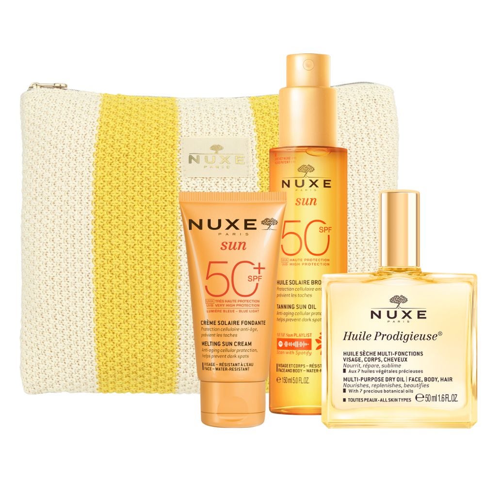 Nuxe Summer Essentials Pochette Crema Solare Viso SPF50+ 50ml + Huile 50ml + Olio Abbronzante SPF50 150ml