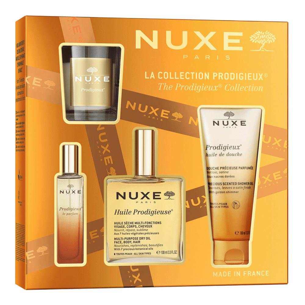 Nuxe La Collection Prodigieux Cofanetto Con Olio Secco 100ml + Profumo 15ml + Gel Doccia 100ml + Candela Profumata 70 Grammi — confronto prezzi