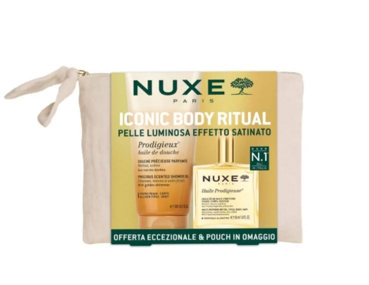 Nuxe Iconic Body Ritual Huile Prodigieuse Cofanetto con Olio Secco Viso Corpo Capelli 50ml + Gel Doccia 200 ml