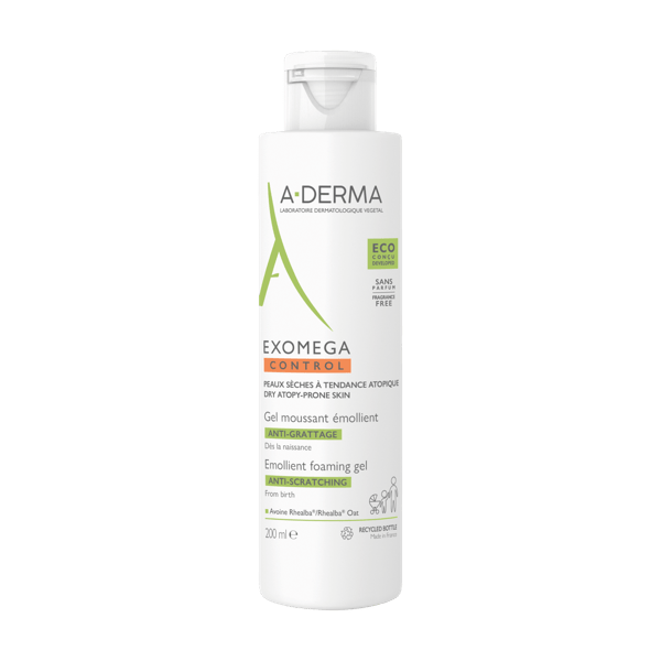 A-Derma Exomega Control Gel Detergente Emolliente Per Pelle Secca e a Tendenza Atopica 200 ml