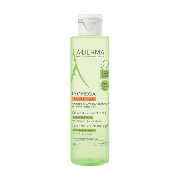A-Derma Exomega Control Gel 2in1 Per Pelle Secca e a Tendenza Atopica 200 ml