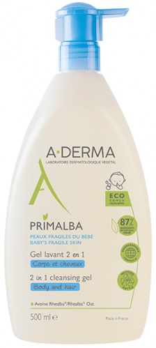 A-Derma Primalba | Gel Detergente 2in1 Corpo Capelli Neonato | 500ml
