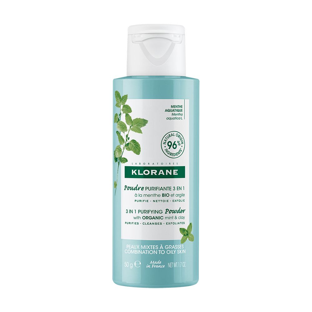 Klorane Polvere Detergente Purificante 3 In 1 Alla Menta Acquatica Per Pelle Da Mista A Grassa 50 Grammi | Offerta Speciale