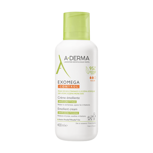 A-Derma Exomega Control Crema Emolliente Anti-grattage Per Pelle Secca o a Tendenza Atopica 400 ml