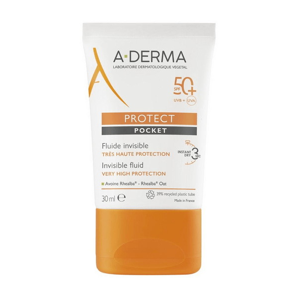 A-Derma Protect Pocket Fluido Solare Viso Invisibile SPF 50+ Protezione Molto Alta 30 ml