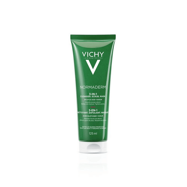 Vichy Normaderm Detergente Esfoliante Maschera 3 in 1 per Pelli Impure 125 ml