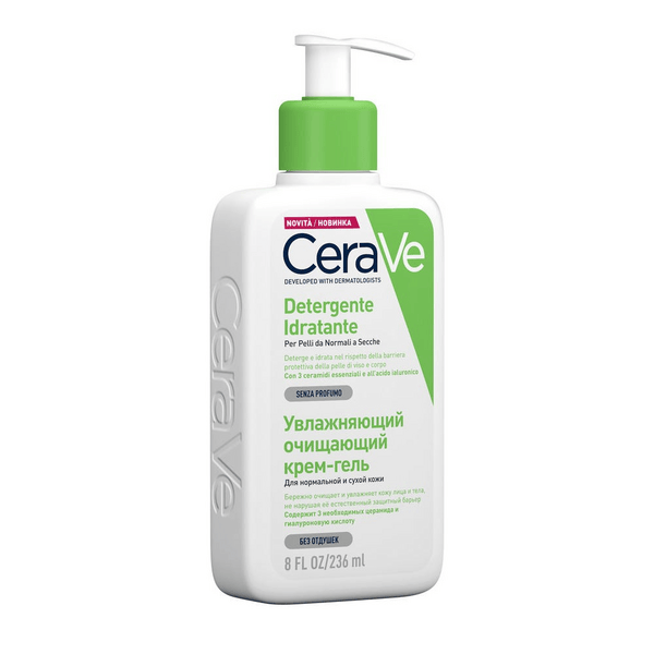 CeraVe Detergente Idratante Viso Pelle da Normale a Secca Con Acido Ialuronico e Ceramidi 263 ml