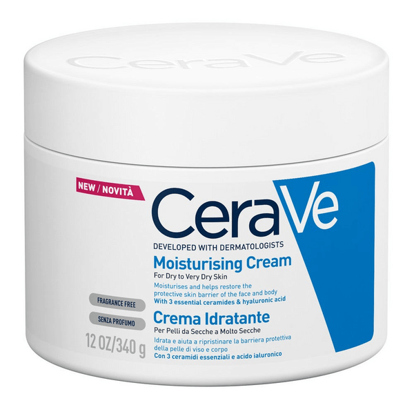 Cerave Crema Idratante Corpo e Viso con 3 Ceramidi Essenziali e Acido Ialuronico 340g