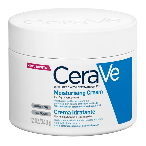 Cerave Crema Idratante Corpo e Viso con 3 Ceramidi Essenziali e Acido Ialuronico 340g