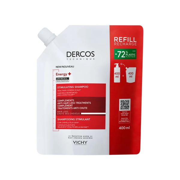 Vichy Dercos Energy+ Shampoo Energizzante Anticaduta Eco Ricarica Capelli da Normali A Grassi 400 ml