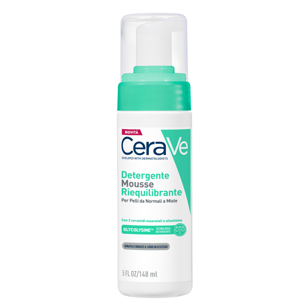 Cerave Mousse Detergente Riequilibrante Viso per Pelle Normale/Grassa 148 ml