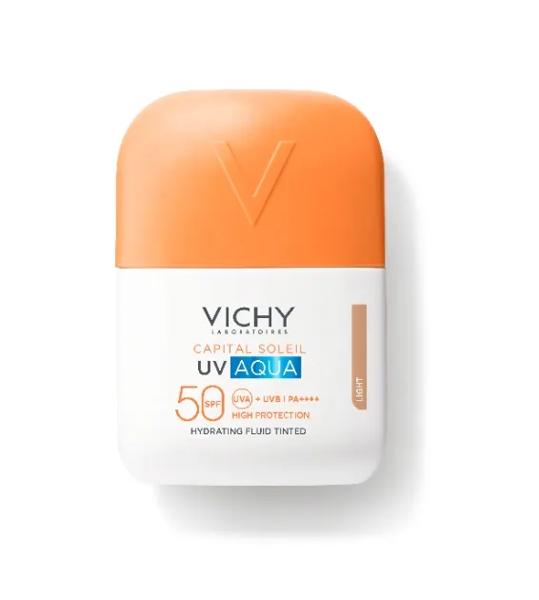 Vichy Capital Soleil UV Aqua Colorata Light SPF50 50 ml per Viso ad Azione Idratante Invisibile