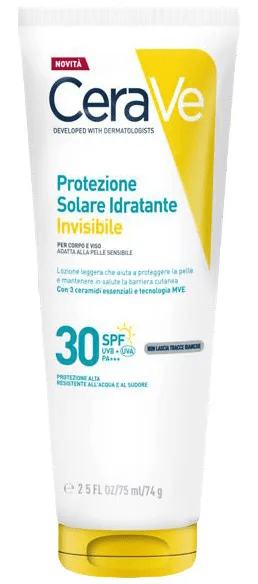 Cerave Protezione Solare SPF30 Idratante Viso e Corpo Crema Invisibile 75 ml