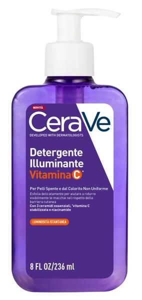 CeraVe Detergente Illuminante Esfoliante Delicato Viso Flacone da 236 ml Antimacchie con 3 Ceramidi Essenziali e Niacinamide