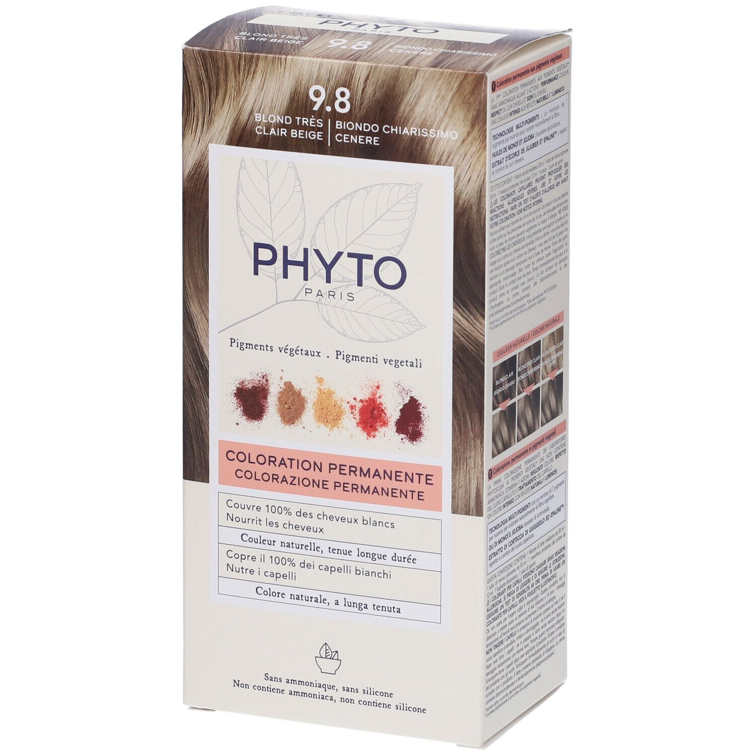PHYTOCOLOR 9.8 Tinta Biondo Chiaro Cenere
