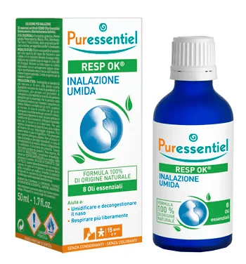 Puressentiel Resp'OK Inalazione Umida 50 ml Soluzione di Oli Essenziali per Comfort Respiratorio