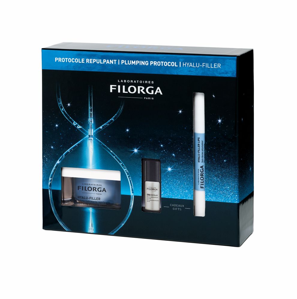 Filorga xmas coffret hyalu filler 2025 1 hyalu filler crema 50 ml + 1 nced revitalize serum 5 ml + 1 hyalu filler lips 4 ml