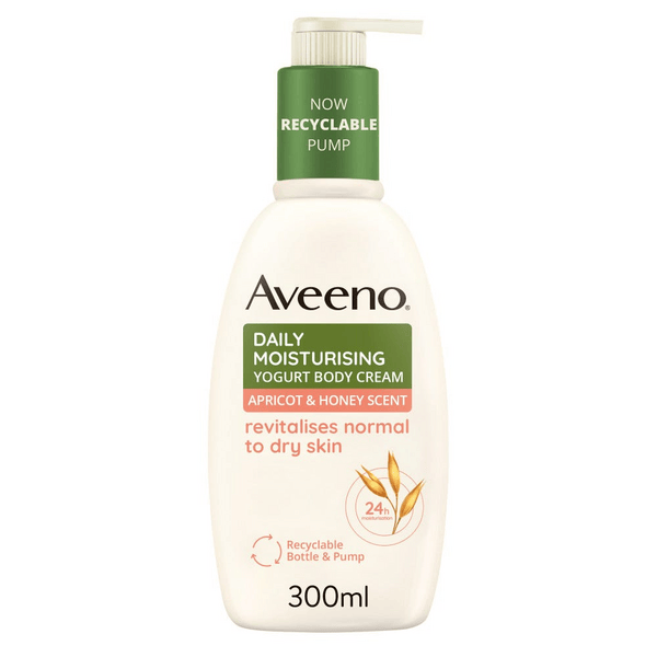 Aveeno Crema Corpo Idratante Per Una Pelle Vellutata e Luminosa Yogurt Albicocca e Miele 300 ml