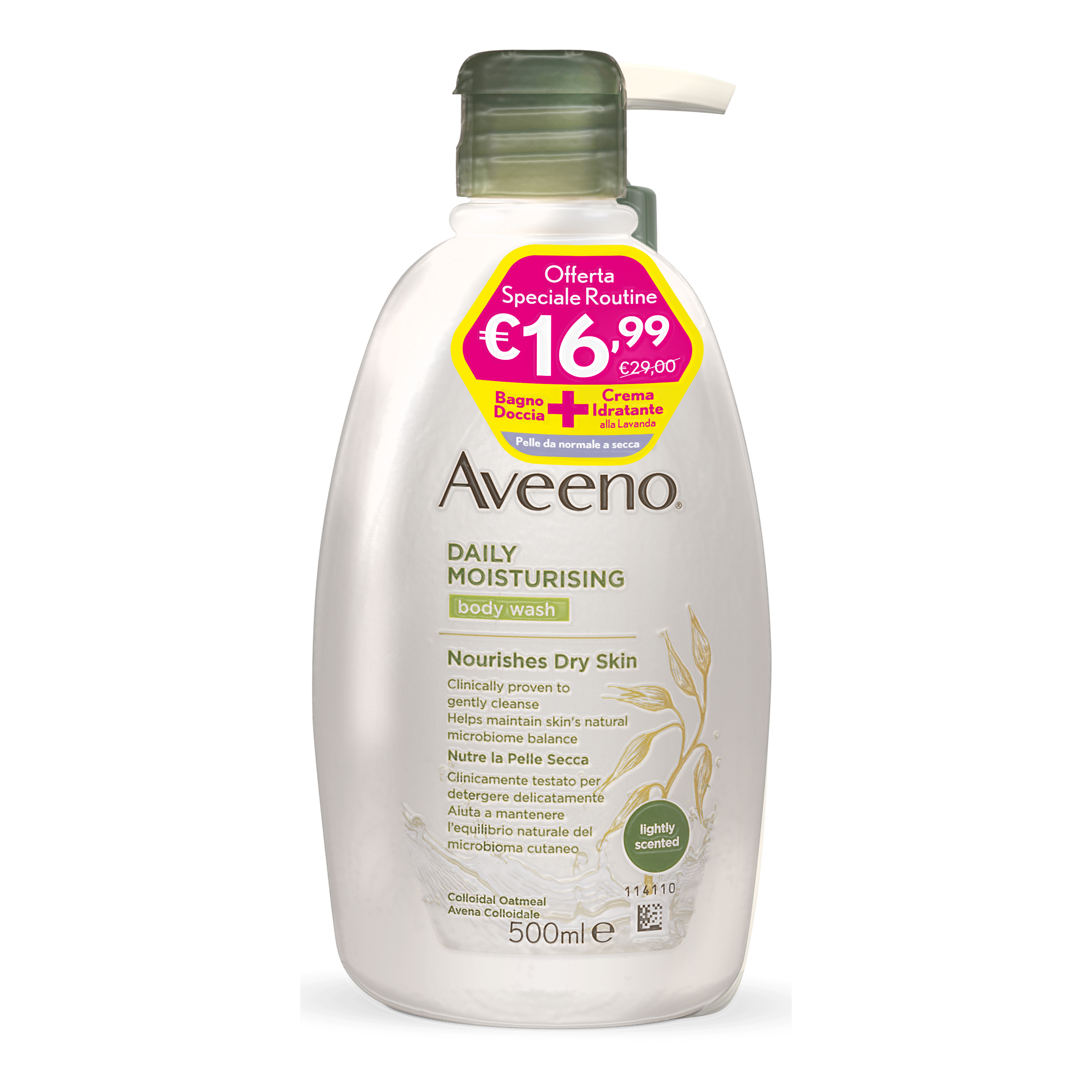 Aveeno pn bundle bagno doccia 500 ml + aveeno crema idratante lavanda 300 ml