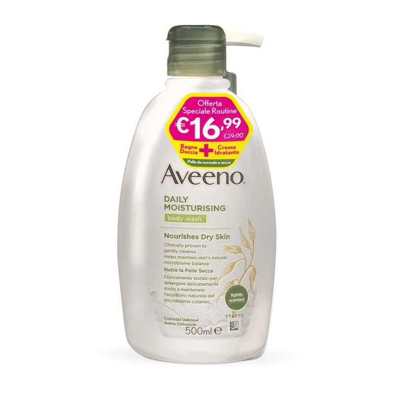 Aveeno bundle bagno doccia 500 ml + aveeno crema idratante 300 ml