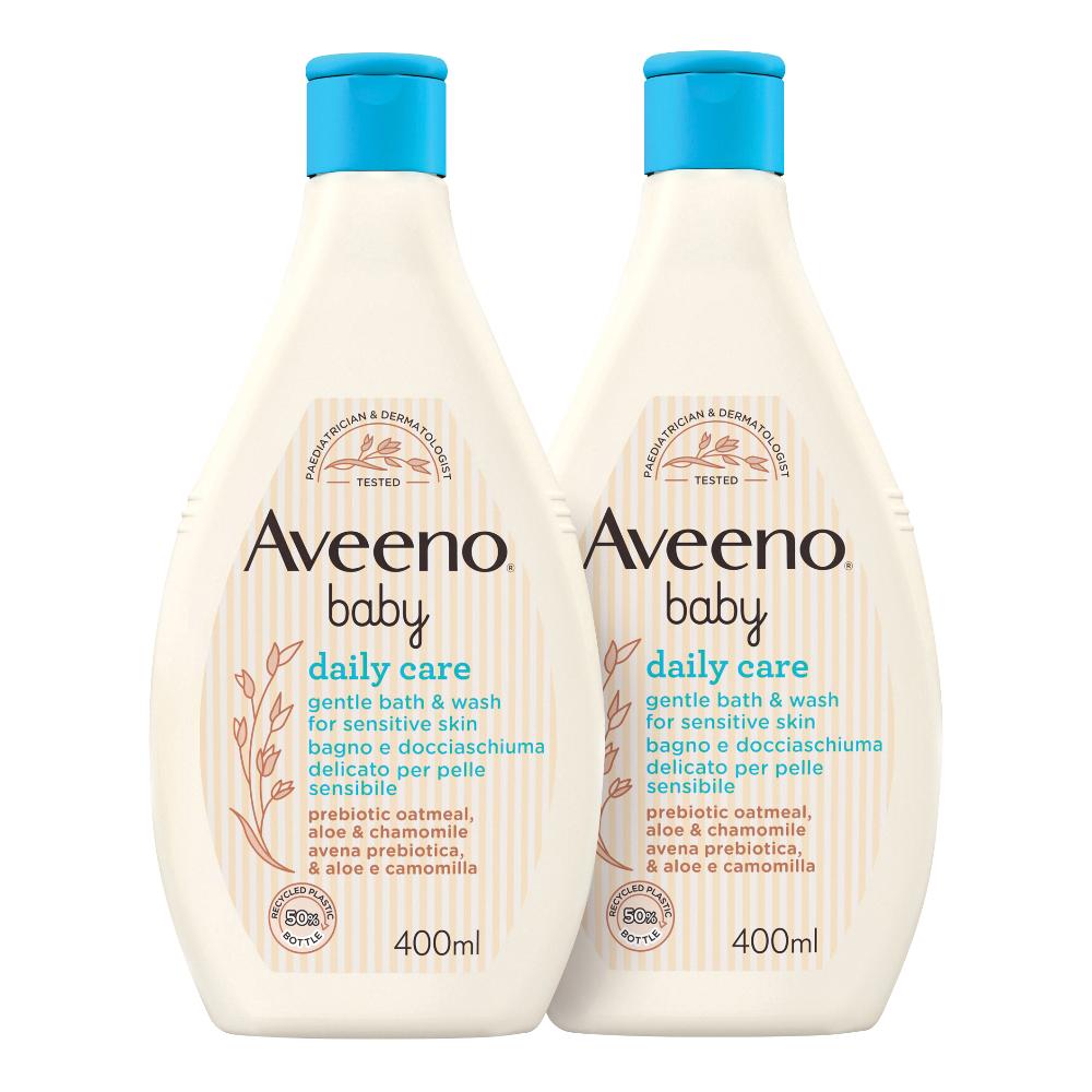 Aveeno Baby Daily Care Bagno e Docciaschiuma Delicato BIPACCO 2x400 ml Per Pelle Sensibile dei Bambini