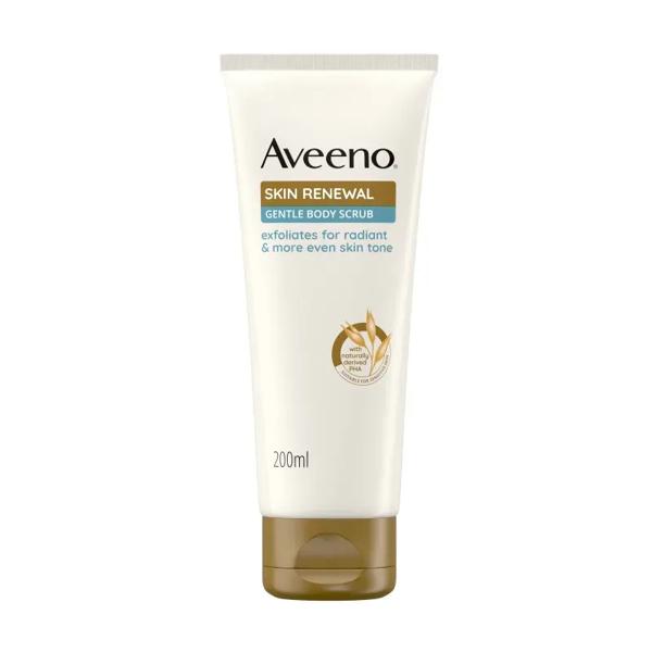 Aveeno Skin Renewal Scrub Corpo Delicato 200 ml con PHA e Niacinamide per Pelle Secca