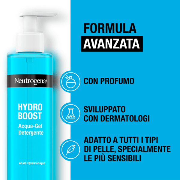 Neutrogena Hydro Boost Acqua Gel Detergente Viso Schiumogeno 200 ml Ad Azione Struccante