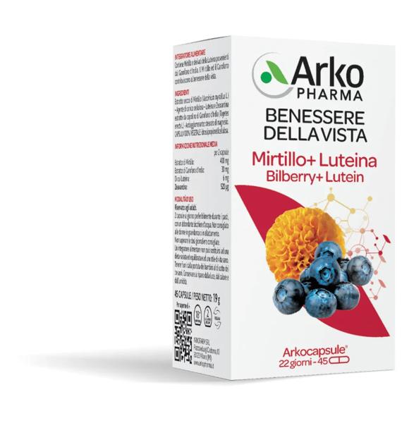 Arkofarm Mirtillo + Luteina Integratore Alimentare Benessere Vista 45 Capsule