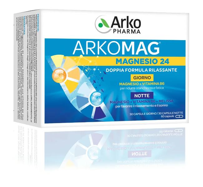 Arkopharma Magnesio 24 Giorno E Notte Doppia Azione Integratore Rilassante 60 Capsule